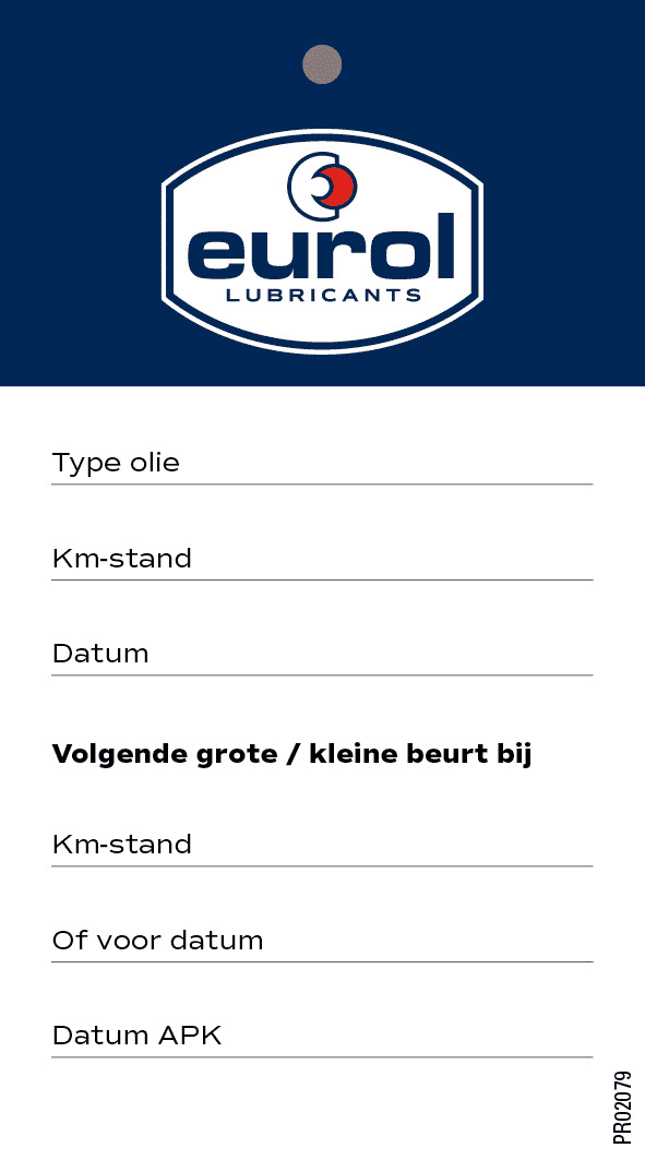 Eurol Oil change label cord NL 
